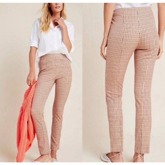 Anthropologie Pants - Anthropologie The Essential Slim Plaid Check High Rise Ankle Pants Size 4